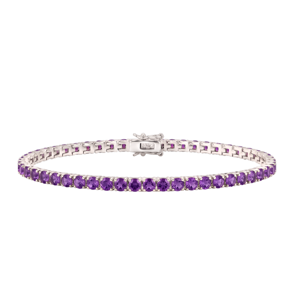 Tennis Bracelet with Amethyst Colored CZ in Sterling Silver (2 mm - 4 mm)