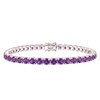 Tennis Bracelet with Amethyst Colored CZ in Sterling Silver (2 mm - 4 mm)