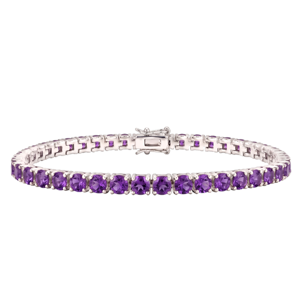 Tennis Bracelet with Amethyst Colored CZ in Sterling Silver (2 mm - 4 mm)