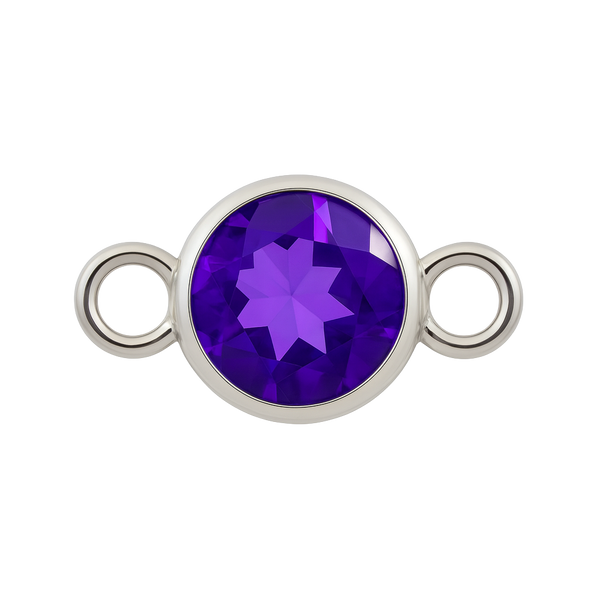 Diamond or Gemstone Bezel Bracelet/Necklace Charm in 14K White Gold