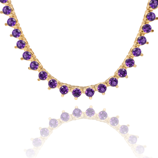 Tennis Necklace with Amethyst Stones (February Birthstones) in 14K Gold (1.75 mm - 4.0 mm)