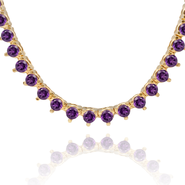 Tennis Necklace with Amethyst Stones (February Birthstones) in 14K Gold (1.75 mm - 4.0 mm)
