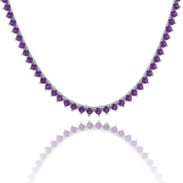 Tennis Necklace with Amethyst Stones (February Birthstones) in 14K Gold (1.75 mm - 4.0 mm)