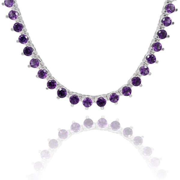 Tennis Necklace with Amethyst Stones (February Birthstones) in 14K Gold (1.75 mm - 4.0 mm)