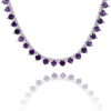 Tennis Necklace with Amethyst Stones (February Birthstones) in 18K Gold (1.75 mm - 4.0 mm)