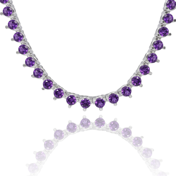 Tennis Necklace with Amethyst Stones (February Birthstones) in 18K Gold (1.75 mm - 4.0 mm)