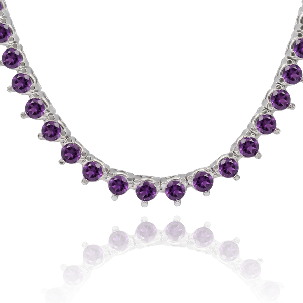 Tennis Necklace with Amethyst Stones (February Birthstones) in 14K Gold (1.75 mm - 4.0 mm)