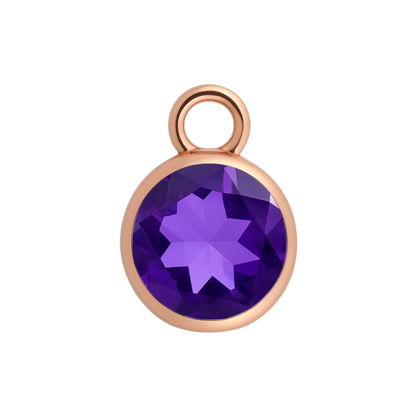 Diamond or Gemstone Bezel Drop Charm in 14K Rose Gold