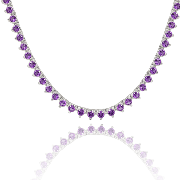 Tennis Necklace with Amethyst Stones (February Birthstones) in 18K Gold (1.75 mm - 4.0 mm)
