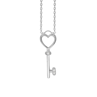 Heart Key Necklace in Sterling Silver (25 x 9 mm)