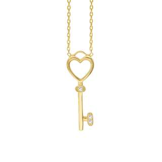 Heart Key Necklace in Sterling Silver (25 x 9 mm)