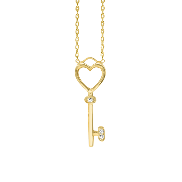 Heart Key Necklace in Sterling Silver (25 x 9 mm)
