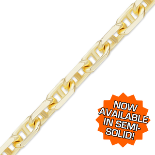 Bulk / Spooled Semi-Solid Anchor Chain in 14K Yellow Gold (2.00 mm - 4.60 mm)