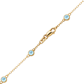 Finished Diamond by the Yard Cable Chain Necklace in 14K Yellow Gold with Aquamarine Stones