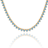 Tennis Necklace with Aquamarine Stones (March Birthstones) in 14K Gold (1.75 mm - 4.0 mm)