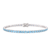 Tennis Bracelet with Aquamarine Colored CZ in Sterling Silver (2 mm - 4 mm)