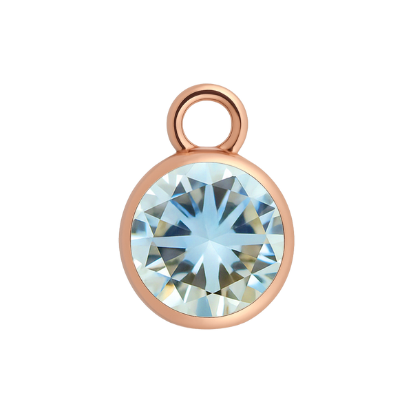 Diamond or Gemstone Bezel Drop Charm in 14K Rose Gold