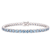 Tennis Bracelet with Aquamarine Colored CZ in Sterling Silver (2 mm - 4 mm)