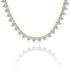 Tennis Necklace with Aquamarine Stones (March Birthstones) in 14K Gold (1.75 mm - 4.0 mm)