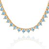Tennis Necklace with Aquamarine Stones (March Birthstones) in 18K Gold (1.75 mm - 4.0 mm)