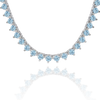 Tennis Necklace with Aquamarine Stones (March Birthstones) in 14K Gold (1.75 mm - 4.0 mm)