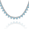 Tennis Necklace with Aquamarine Stones (March Birthstones) in 14K Gold (1.75 mm - 4.0 mm)