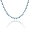 Tennis Necklace with Aquamarine Stones (March Birthstones) in 14K Gold (1.75 mm - 4.0 mm)
