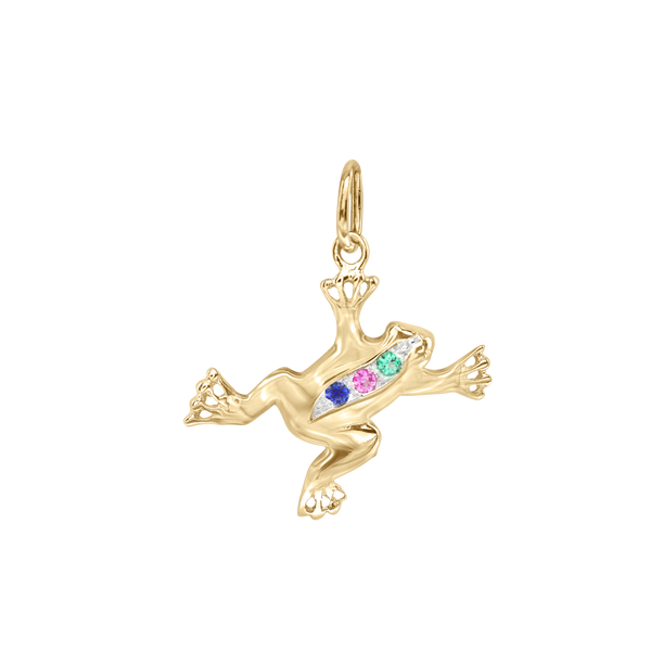 Frog with Gems Charm with CZ's (25 x 21mm)