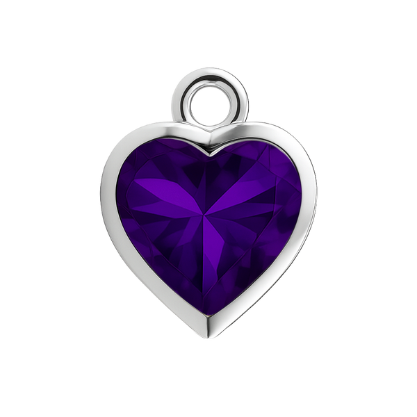 Diamond or Gemstone Heart Bezel Drop Charm in 14K White Gold