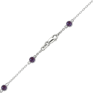Finished Diamond by the Yard Cable Chain Bracelet in 14K White Gold with Alexandrite Stones