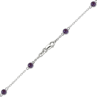 Finished Diamond by the Yard Cable Chain Necklace in 14K White Gold with Alexandrite Stones