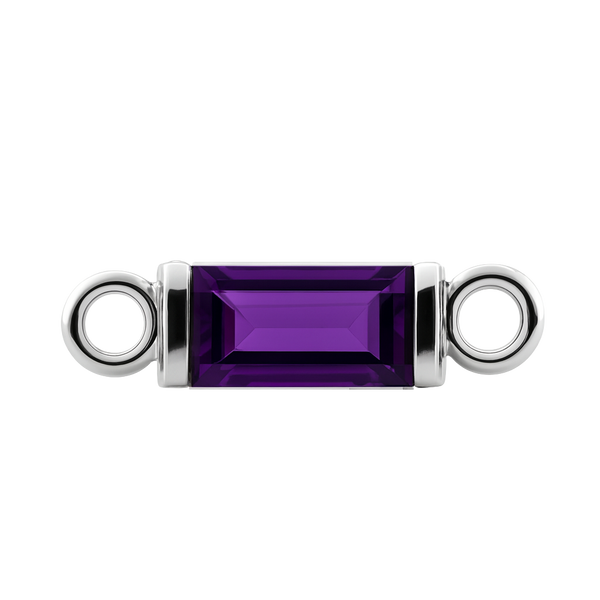 Diamond or Gemstone Baguette Bezel Bracelet/Necklace Charm in 14K White Gold