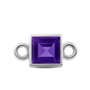 Diamond or Gemstone Square Bezel Bracelet/Necklace Charm in 14K White Gold
