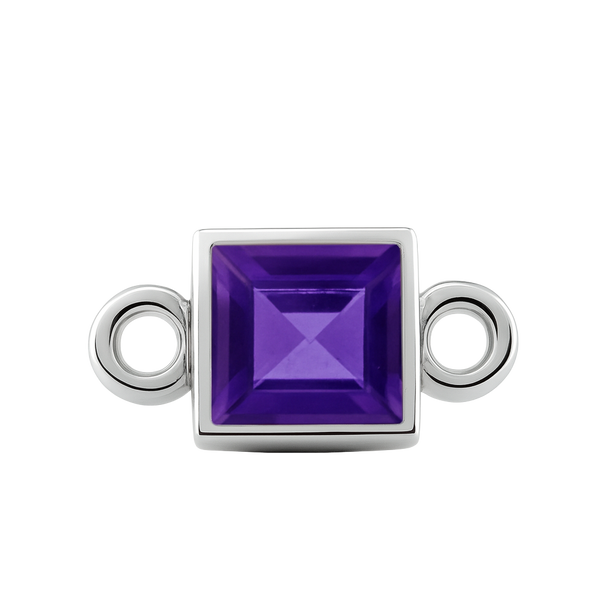 Diamond or Gemstone Square Bezel Bracelet/Necklace Charm in 14K White Gold
