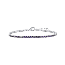 Load image into Gallery viewer, Tennis Bracelet with Amethyst Colored CZ in Sterling Silver (2 mm - 4 mm)
