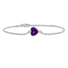 Diamond or Gemstone Heart Bezel Charm in 14K White Diamond Cut Cable Bracelet
