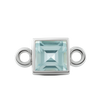 Diamond or Gemstone Square Bezel Bracelet/Necklace Charm in 14K White Gold