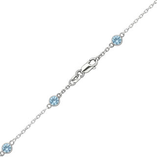 Finished Diamond by the Yard Cable Chain Necklace in 14K White Gold with Aquamarine Stones