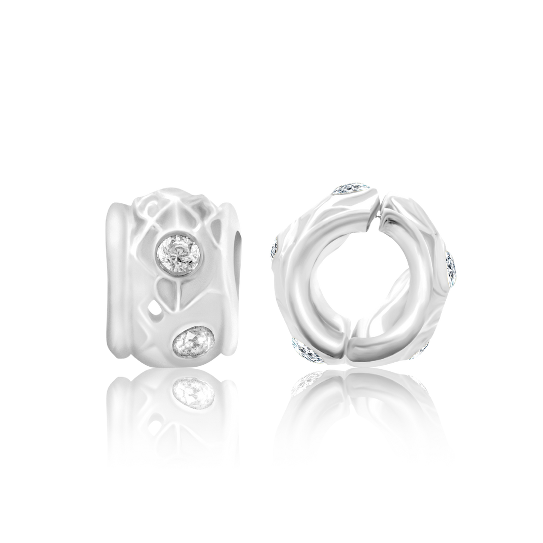 ITI NYC Fancy Beads with CZ in Sterling Silver (5.0 x 3.7 mm)