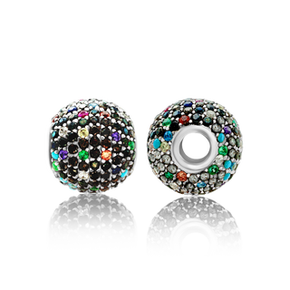 ITI NYC Fancy Beads with Multi Colored CZ in Sterling Silver (10.5 x 9.9 mm)