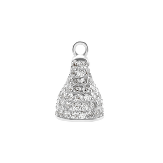 ITI NYC Cap Ends with CZ's Included in Sterling Silver (13.0 x 8.0 mm)