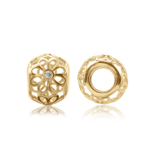 ITI NYC Fancy Flower Design Beads in 14K Yellow Gold (9.6 x 8.0 mm)