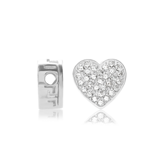 ITI NYC Fancy Heart Shaped Beads with CZ in Sterling Silver (8.0 x 9.4 mm)