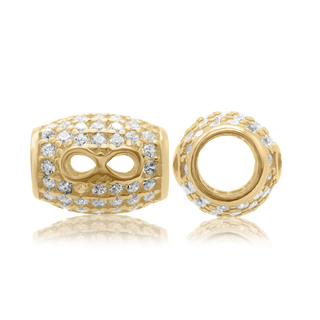 ITI NYC Fancy Beads with CZ in Sterling Silver 18K Yellow Gold Finish (6.7 x 9.3 mm)