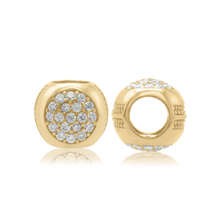 ITI NYC Fancy Beads with CZ in Sterling Silver 18K Yellow Gold Finish (8.1 x 7.0 mm)