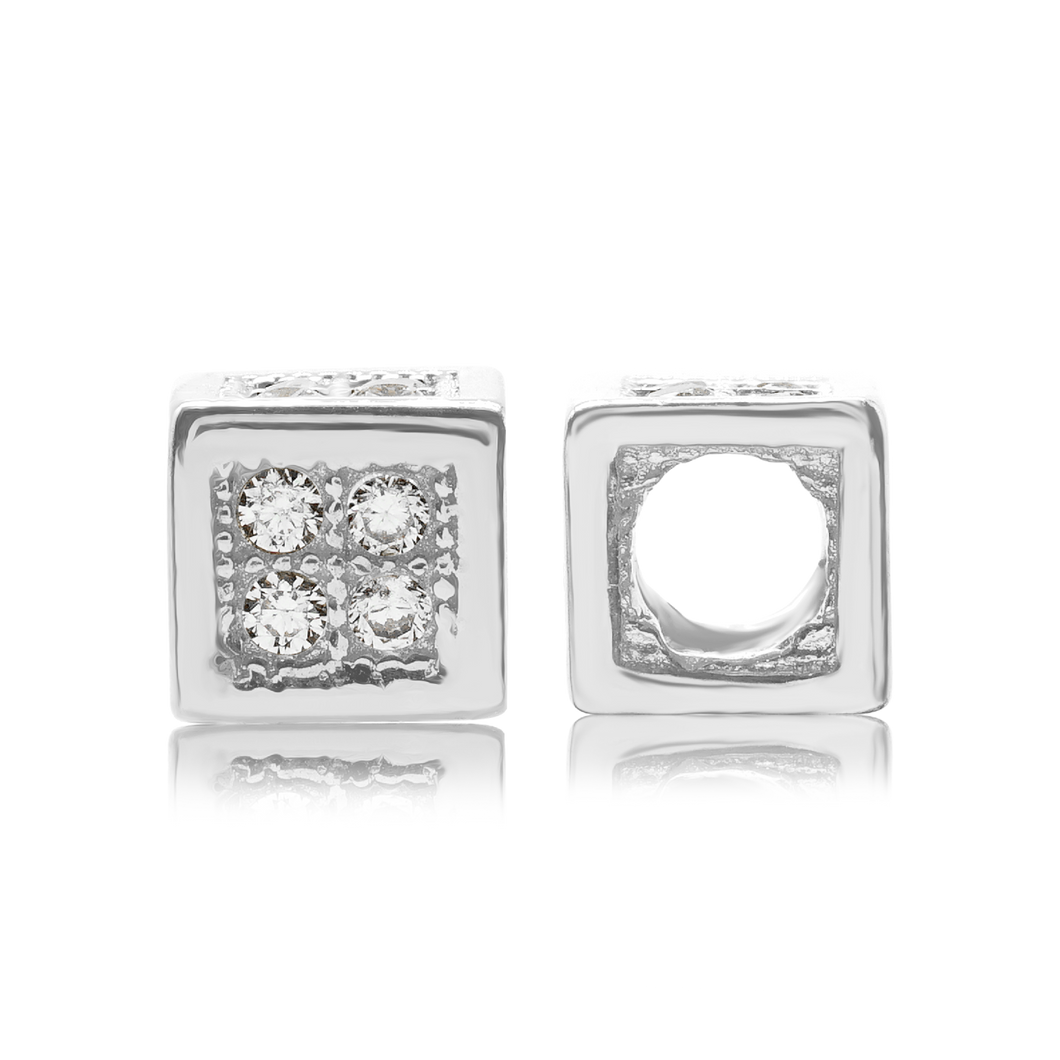 ITI NYC Fancy Beads with CZ in Sterling Silver (4.9 x 5.1 mm)