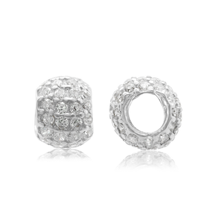 ITI NYC Fancy Tubular Beads with CZ in Sterling Silver (5.8 x 4.7 mm)
