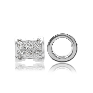 ITI NYC Fancy Tubular Beads with CZ in Sterling Silver (4.1 x 5.8 mm)