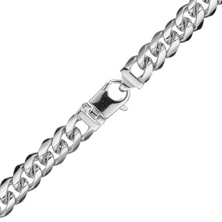 Bowery Cuban Curb Necklace in Sterling Silver Rhodium Finish