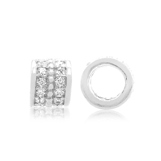 ITI NYC Fancy Tubular Beads with CZ in Sterling Silver (5.4 x 4.6 mm)